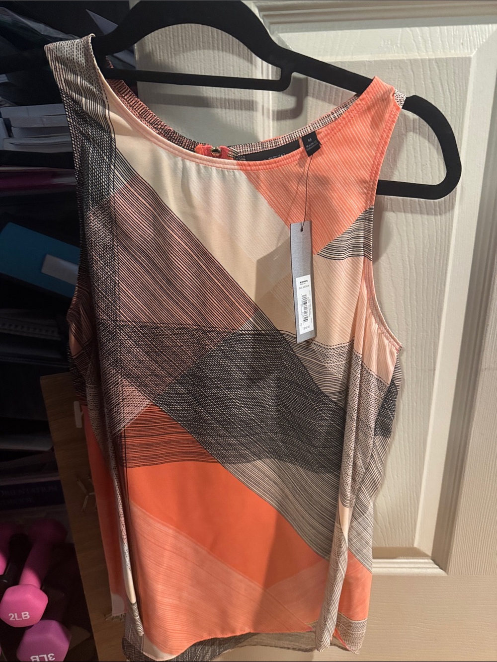 Apt. 9 Coral & Peach Geometric Tank Top